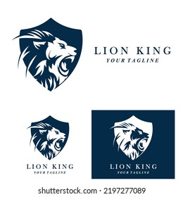 set of creative lion logo with slogan template