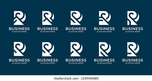 set of creative logo r design. collection monogram abstract initial letter r for business company.