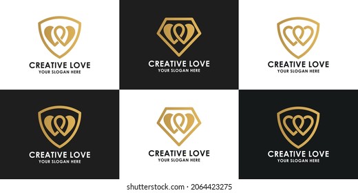conjunto de diseño del logo de la colección de amor creativa