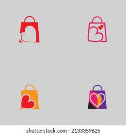 Set von Creative Love Shopping-Logo, Vektorgrafik 