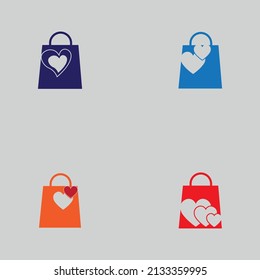 set of Creative Love Shopping logo vector 