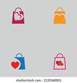 Set von Creative Love Shopping-Logo, Vektorgrafik 