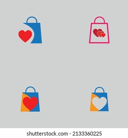 set of Creative Love Shopping logo vector 