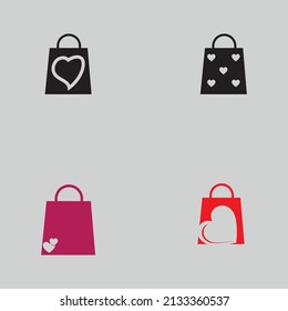 set of Creative Love Shopping logo vector 