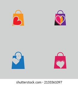 set of Creative Love Shopping logo vector 