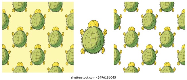 Set Creative marine seamless pattern. Pattern in hand draw style, created for fabrics