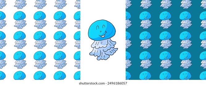 Set Creative marine seamless pattern. Pattern in hand draw style, created for fabrics