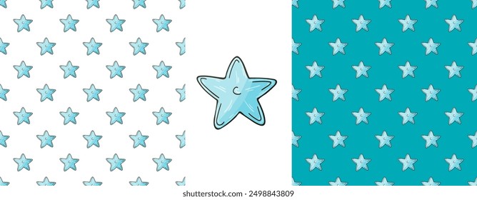 Set Creative marine seamless pattern. Pattern in hand draw style, created for fabrics