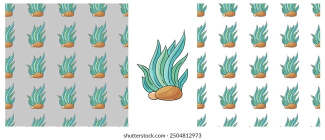 Set Creative marine seamless pattern. Pattern in hand draw style, created for fabrics