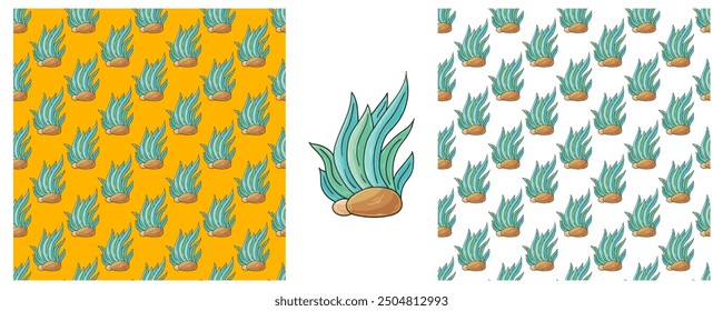 Set Creative marine seamless pattern. Pattern in hand draw style, created for fabrics