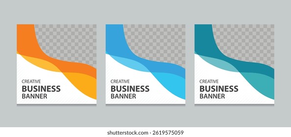 Conjunto de modelos de design de banner de marketing criativo. Adequado para post de mídia social, história instagram e anúncios de web marketing. Ilustração vetorial editável com Espaço para adicionar imagens.