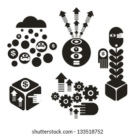 Set of creative miniatures. Vector illustration.
