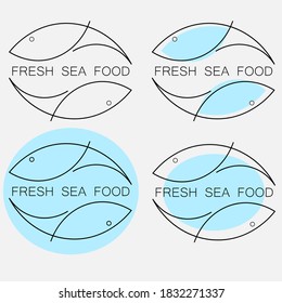 set of creative minimal fresh seafood logo from fish outlines with the inscription