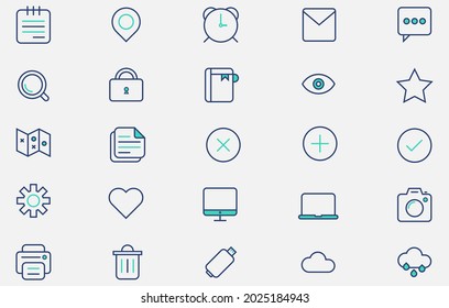 set of creative minimal outline web icon design vector illustration