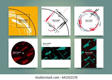 Set of creative minimalism backgrounds. Abstract geometry and torn forms. Hand drawn style. Applicable for music covers, banners, posters, flyers. Vector eps 10