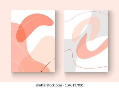 conjunto de fondo abstracto creativo minimalista con colores suaves y femeninos para la decoración de paredes, postales o diseño de portada de folletos. vector de existencias