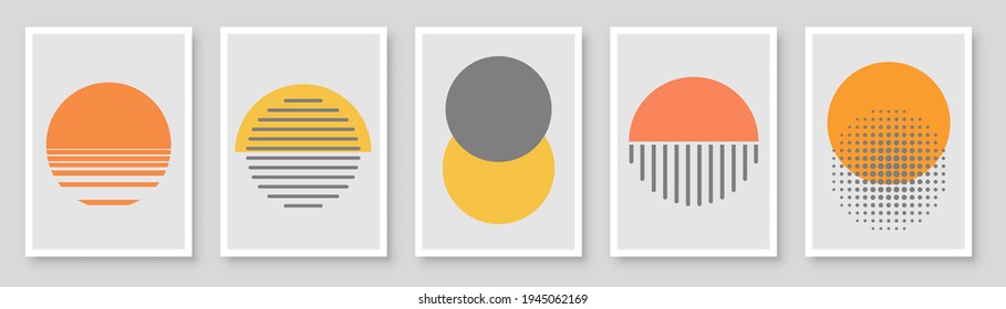Set of creative minimalist abstract shape illustration for wall decoration, print, cover, wallpaper, postcard or brochure design, minimal and natural wall art - vector