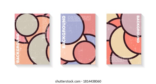 Set of creative minimalist background with round shapes textured in pastel color isolated. Vector