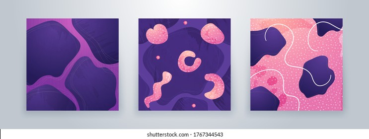Conjunto de fondo abstracto de mano minimalista creativo. Formas abstractas modernas en estilo contemporáneo para el fondo de banners sociales, artículos de cuentos, postales, volante o diseño de folletos.