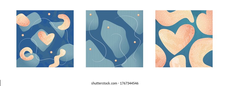 Conjunto de ilustraciones abstractas de líneas minimalistas creativas. Formas abstractas modernas en estilo contemporáneo para el fondo de banners sociales, artículos de cuentos, postales, volante o diseño de folletos.