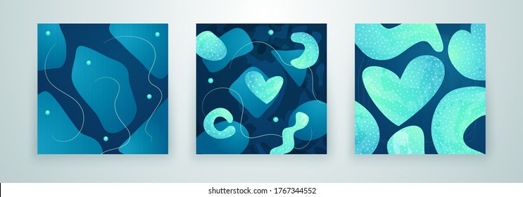 Conjunto de fondo abstracto de mano minimalista creativo. Formas abstractas modernas en estilo contemporáneo para el fondo de banners sociales, artículos de cuentos, postales, volante o diseño de folletos.