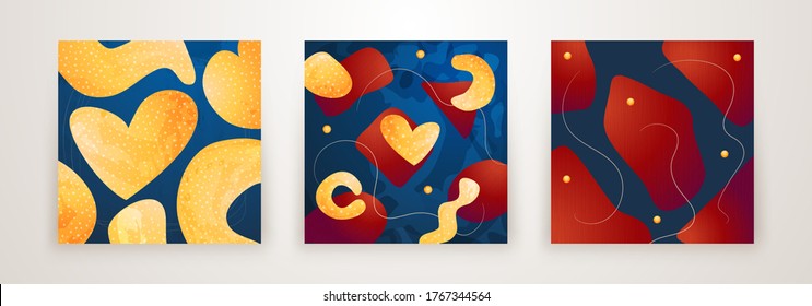 Set of Creative minimalist hand drawn abstract background. Modern abstract shapes in contemporary style for social banner background, stories post, postcard, flyer or brochure design.