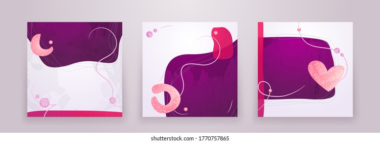Conjunto de fondo abstracto de mano minimalista creativo. Formas abstractas fluidas y modernas en estilo contemporáneo para el fondo de banners sociales, artículos de cuentos, postales, volante o diseño de folletos.