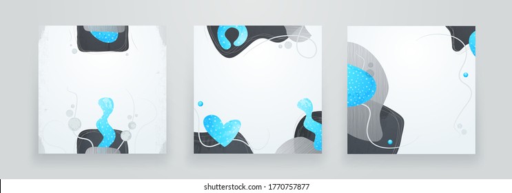Conjunto de fondo abstracto de mano minimalista creativo. Formas abstractas fluidas y modernas en estilo contemporáneo para el fondo de banners sociales, artículos de cuentos, postales, volante o diseño de folletos.