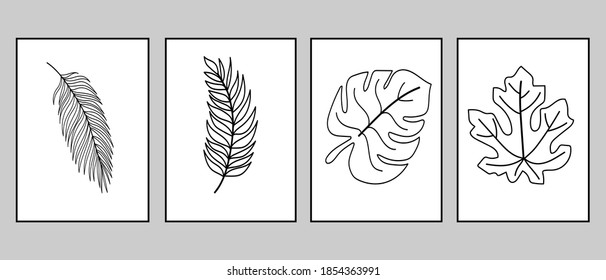 Set kreativer, minimalistischer, handgezeichneter Illustrationen für die Wanddekoration, die Postkarte oder die Broschüre. Handzeichnen Sie Vektordesign-Elemente. Vektor EPS10.