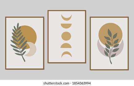 Set of creative minimalist hand drawn illustrations for wall decoration, postcard or brochure cover design. Hand draw vector design elements. Vector EPS10.