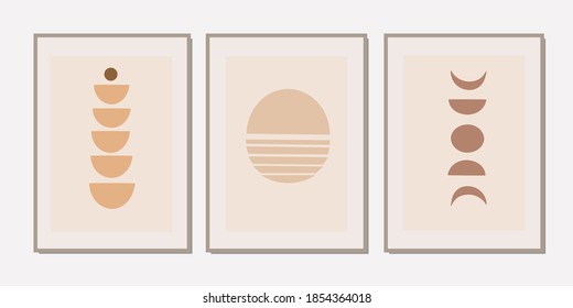 Set of creative minimalist hand drawn illustrations for wall decoration, postcard or brochure cover design. Hand draw vector design elements. Vector EPS10.