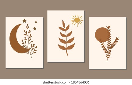 Conjunto de ilustraciones creativas minimalistas de dibujo a mano para la decoración de paredes, postales o diseño de portada. Dibujar a mano elementos de diseño vectorial. EPS10 vectores.