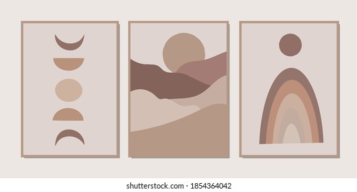 Set of creative minimalist hand drawn illustrations for wall decoration, postcard or brochure cover design. Hand draw vector design elements. Vector EPS10.