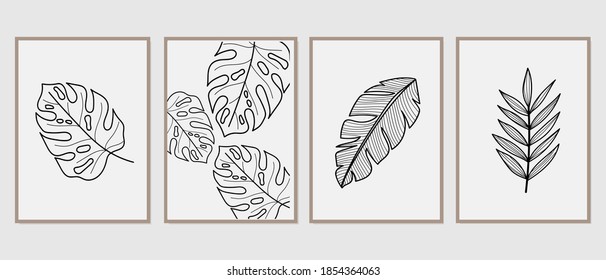 Set of creative minimalist hand drawn illustrations for wall decoration, postcard or brochure cover design. Hand draw vector design elements. Vector EPS10.