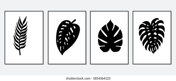 Set of creative minimalist hand drawn illustrations for wall decoration, postcard or brochure cover design. Hand draw vector design elements. Vector EPS10.