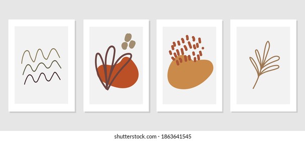 Set of creative minimalist hand drawn illustrations for wall decoration, postcard or brochure cover design. Hand draw vector design elements. Vector EPS10.