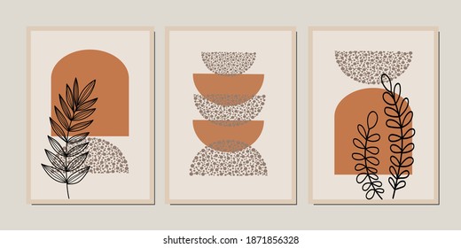 Set kreativer, minimalistischer, handgezeichneter Illustrationen für die Wanddekoration, die Postkarte oder die Broschüre. Handzeichnen Sie Vektordesign-Elemente. Vektor EPS10.