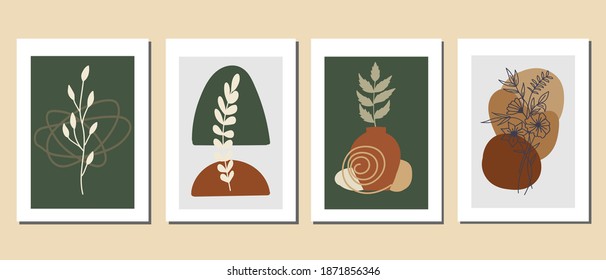Set of creative minimalist hand drawn illustrations for wall decoration, postcard or brochure cover design. Hand draw vector design elements. Vector EPS10.