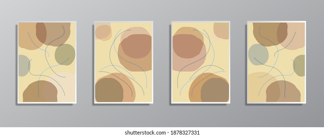Set of creative minimalist hand drawn vintage neutral color illustrations, for wall. for gift card,  Poster on wall poster template,  landing page, ui, ux ,coverbook,  baner, 