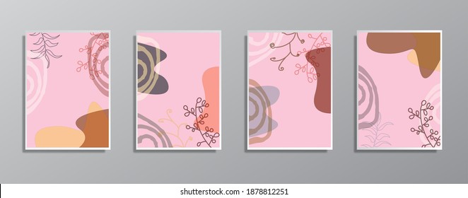 Set of creative minimalist hand drawn vintage neutral color illustrations, for wall. for gift card,  Poster on wall poster template,  landing page, ui, ux ,coverbook,  baner, 