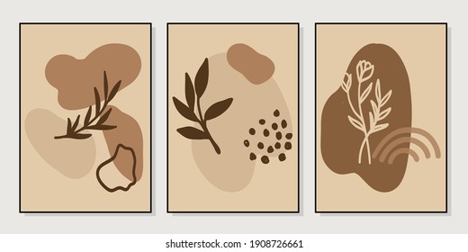 Set of creative minimalist hand drawn illustrations for wall decoration, postcard or brochure cover design. Hand draw vector design elements. Vector EPS10.