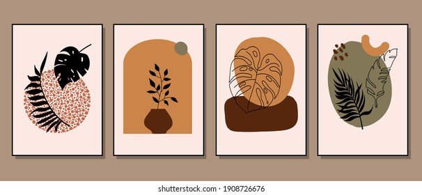 Set of creative minimalist hand drawn illustrations for wall decoration, postcard or brochure cover design. Hand draw vector design elements. Vector EPS10.