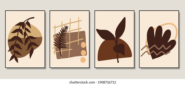 Set of creative minimalist hand drawn illustrations for wall decoration, postcard or brochure cover design. Hand draw vector design elements. Vector EPS10.