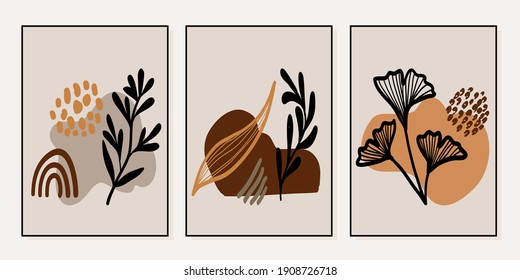 Set of creative minimalist hand drawn illustrations for wall decoration, postcard or brochure cover design. Hand draw vector design elements. Vector EPS10.