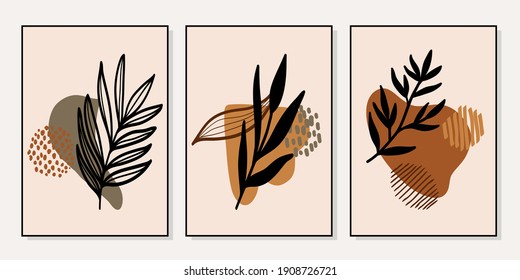 Set of creative minimalist hand drawn illustrations for wall decoration, postcard or brochure cover design. Hand draw vector design elements. Vector EPS10.