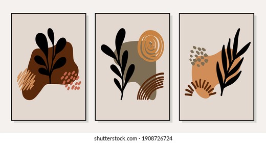 Conjunto de ilustraciones creativas minimalistas de dibujo a mano para la decoración de paredes, postales o diseño de portada. Dibujar a mano elementos de diseño vectorial. EPS10 vectores.