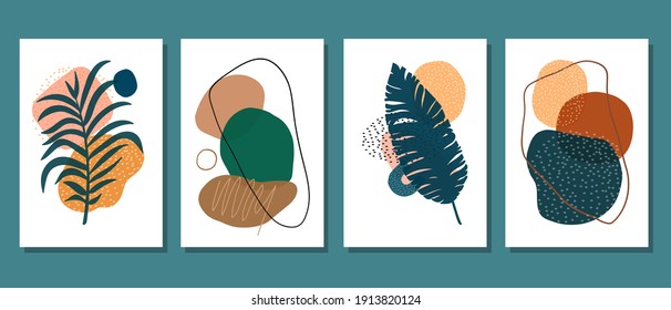 Set of creative minimalist hand drawn illustrations for wall decoration, postcard or brochure cover design. Hand draw vector design elements. Vector EPS10.