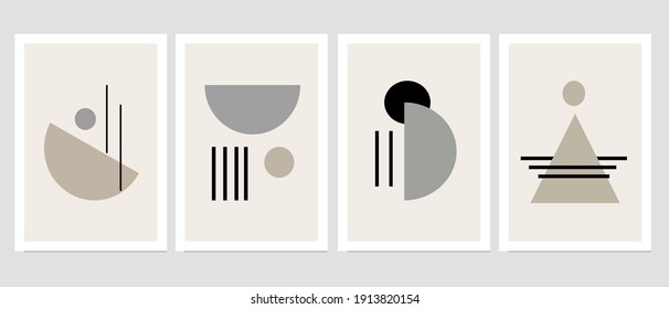 Set of creative minimalist hand drawn illustrations for wall decoration, postcard or brochure cover design. Hand draw vector design elements. Vector EPS10.