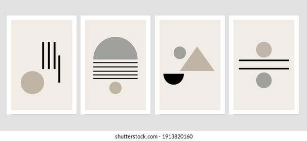 Set of creative minimalist hand drawn illustrations for wall decoration, postcard or brochure cover design. Hand draw vector design elements. Vector EPS10.