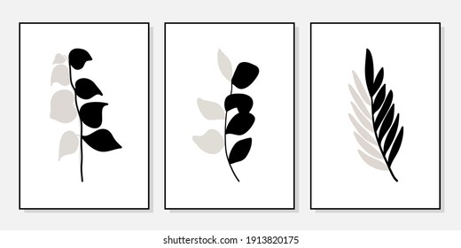 Set of creative minimalist hand drawn illustrations for wall decoration, postcard or brochure cover design. Hand draw vector design elements. Vector EPS10.
